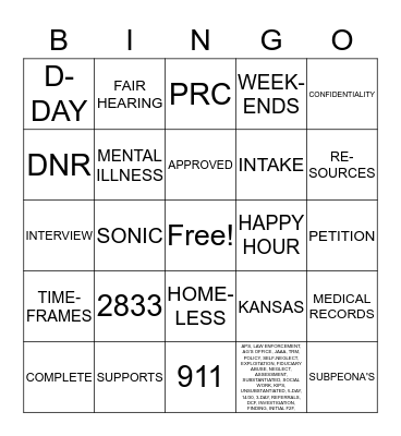 ADULT PROTECTIVE SERVICES  Bingo Card