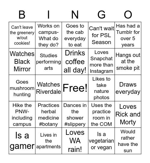 Find Some who Bingo Card