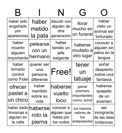 Repaso para Villa Deacons Bingo Card