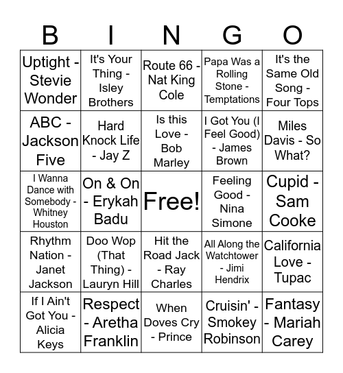 MUSIC BINGO Card