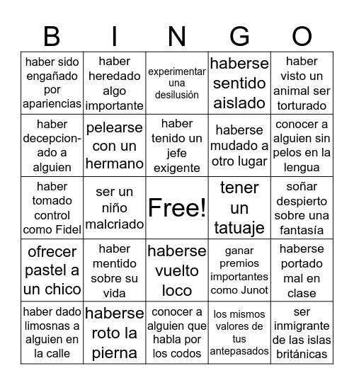 Repaso para Villa Deacons Bingo Card