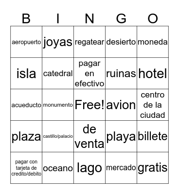 Spanish 3 Vocab Bingo Card