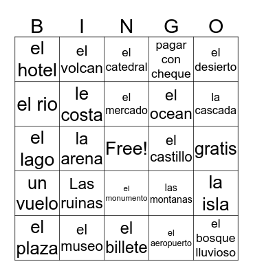 vocab Bingo Card