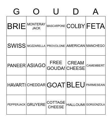 DIVERSI-CHEESE BINGO Card