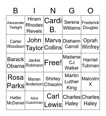 WHO AM I: BLACK HISTORY Bingo Card