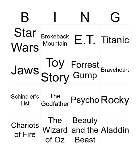 Total Quiz presents Radio Bingo: Night at the Oscars Bingo Card