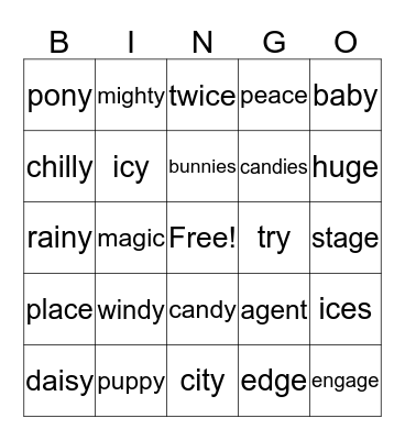 2nd Bingo Card