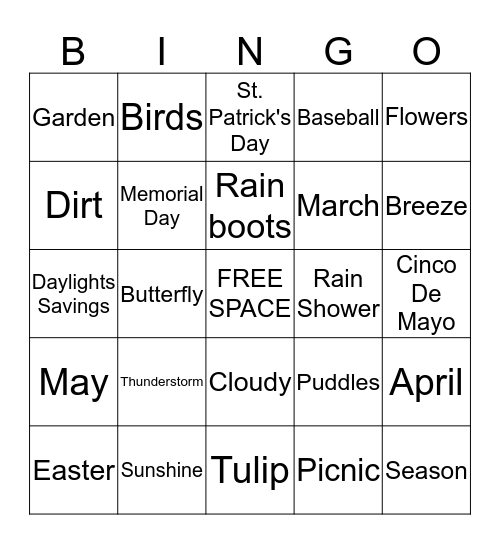 SPRING! Bingo Card