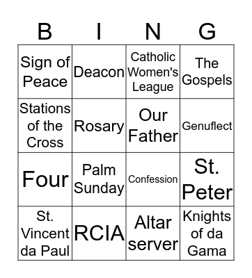 Church Bingo Card