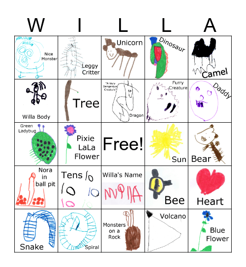 Willa's Four-ocious Birthday Bingo Card