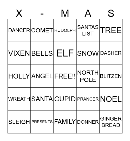 Christmas Bingo Card