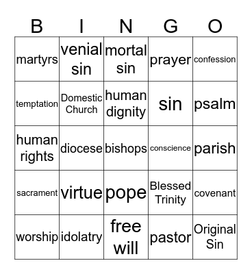 Test Review  Bingo Card