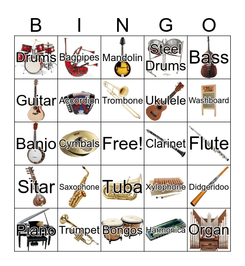 Sound Matching Bingo Card