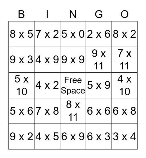 Math Bingo! Bingo Card