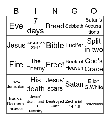 The Great Controversy Bingo Card