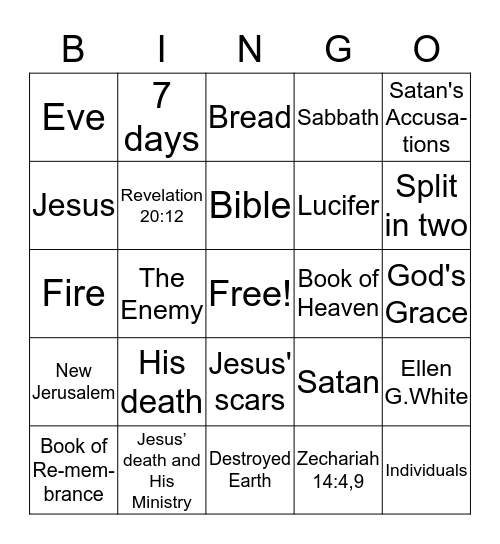 The Great Controversy Bingo Card