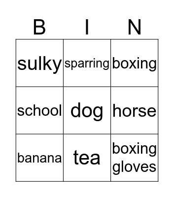 week 4th March Bingo Card