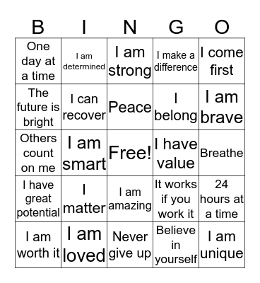 SELF LOVE Bingo Card