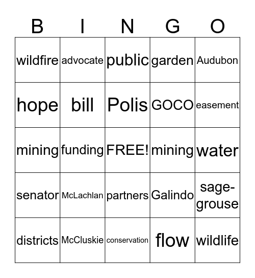 Getting Green Laws Bingo Card