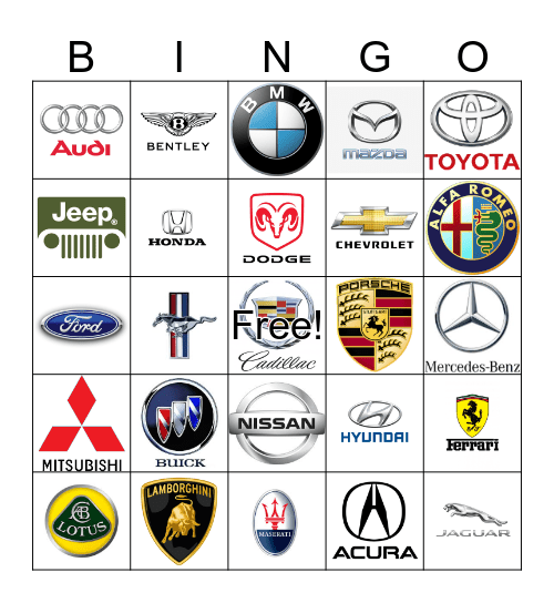 Car Bingo Card