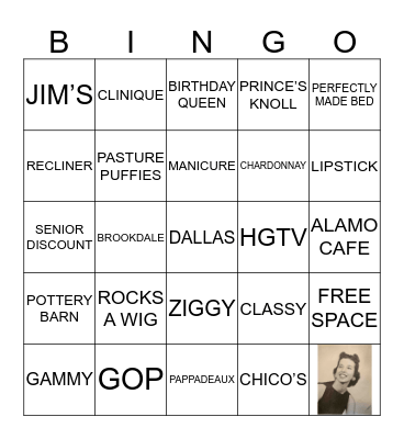 Karla's 80th Bingo Card