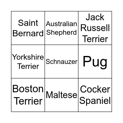 Dog Bingo Card