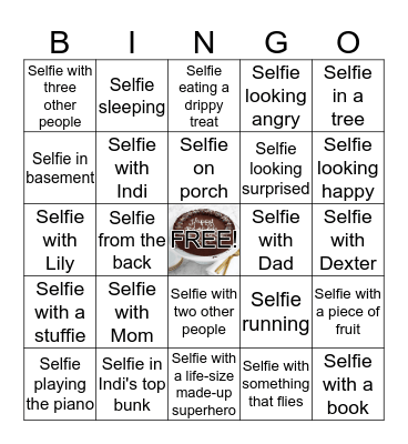 Stephen's Birthday Selfie Challenge! Bingo Card