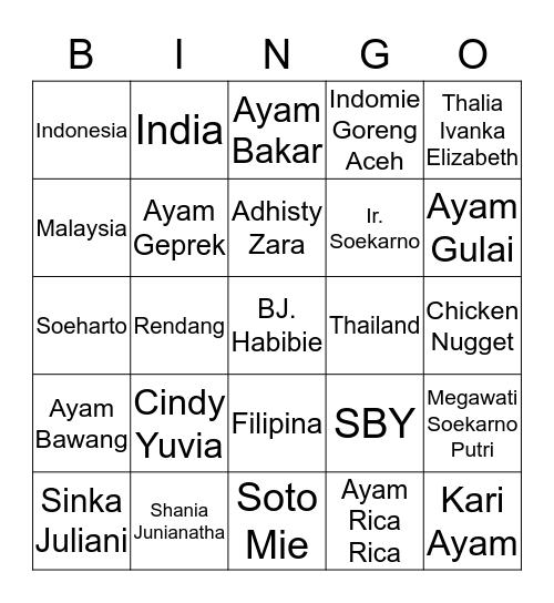 ARI Bingo Card