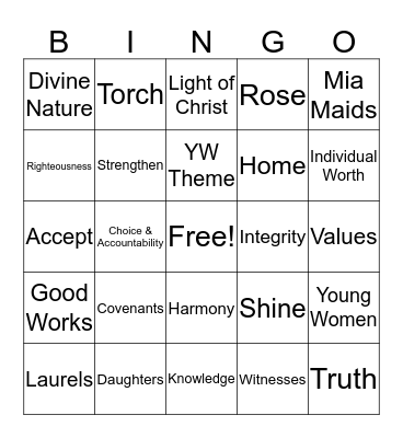 YW LOVE BINGO Card