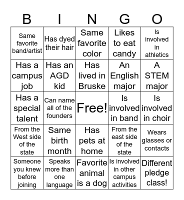 AGD Bingo Card
