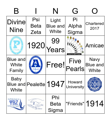 Blue and White Family Bingo Card