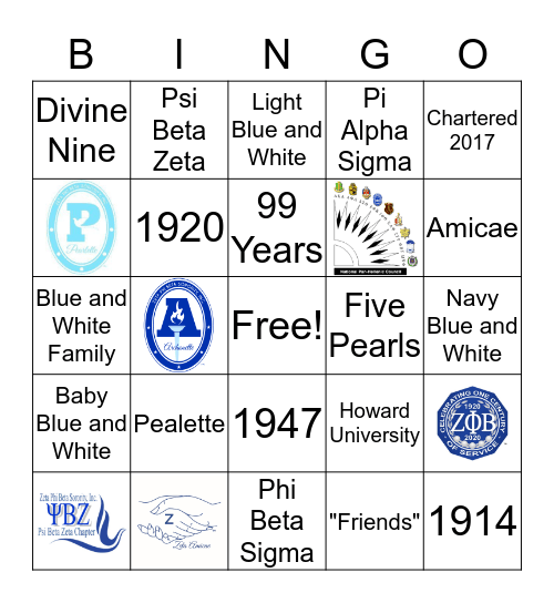 Blue and White Family Bingo Card