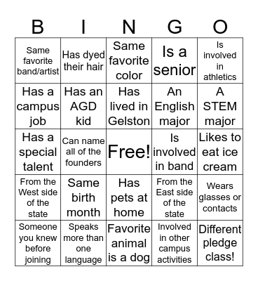 AGD Bingo Card
