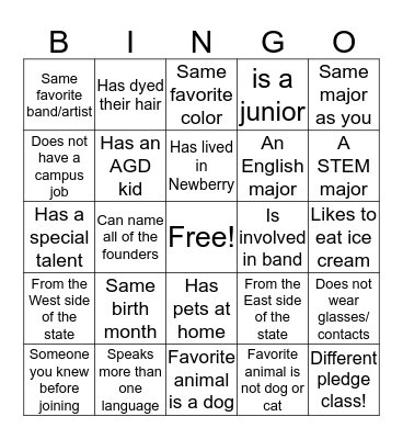 AGD Bingo Card