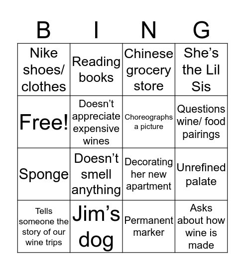 Cici Bingo Card