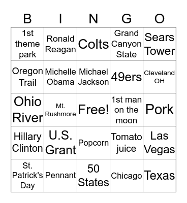 IL, IN, OH Bingo Card