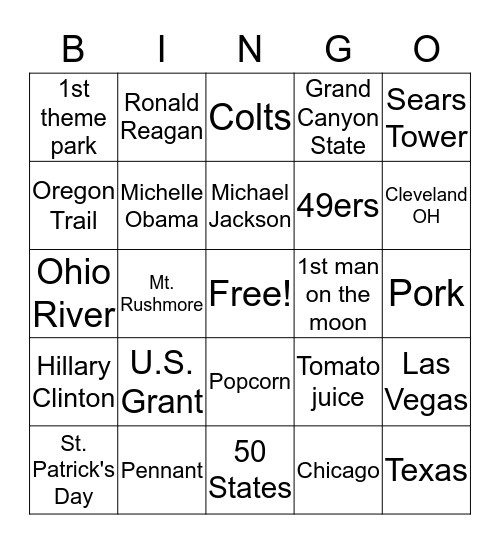 IL, IN, OH Bingo Card