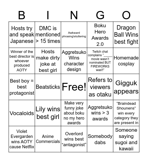 Crunchy Bingo Card