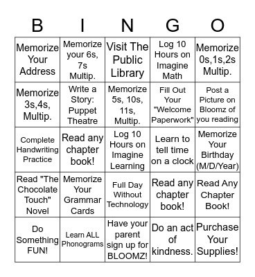 3rd Grade SUMMER Bingo! Bingo Card