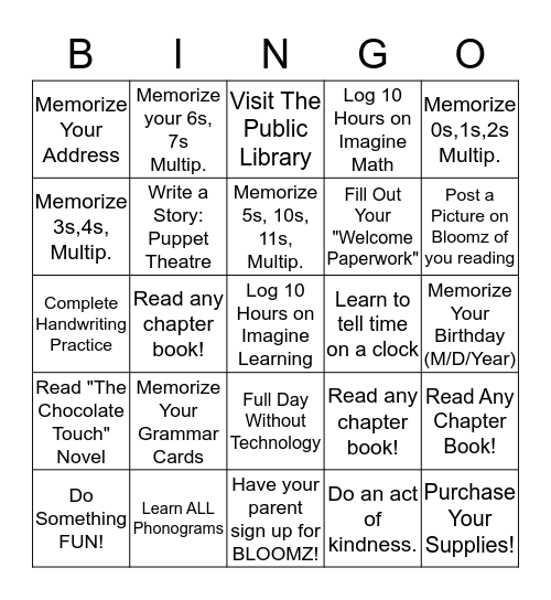 3rd Grade SUMMER Bingo! Bingo Card