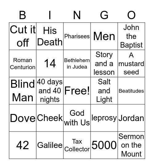 Matthew Bingo Card