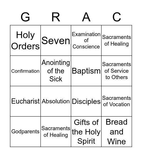 Sacrament Bingo Card