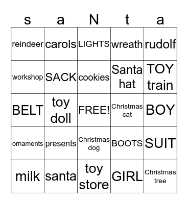 Christmas bingo Card