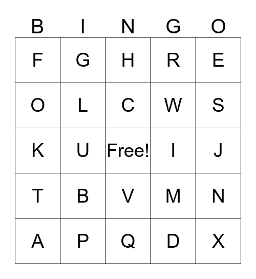 I DON'T KNOW Bingo Card