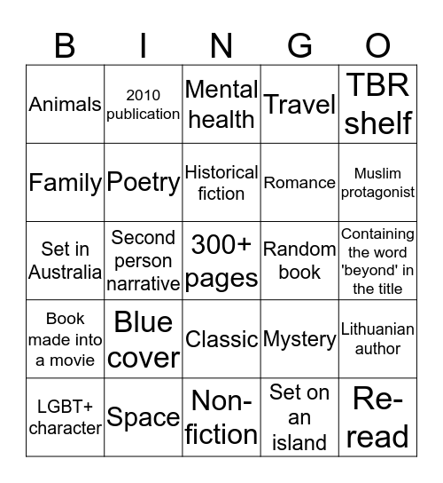 Beyond The Book Bingo Card