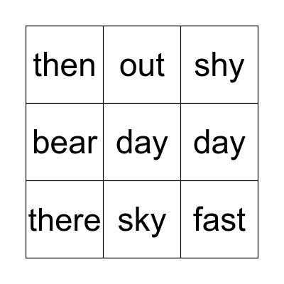 Rhyming Bingo Card