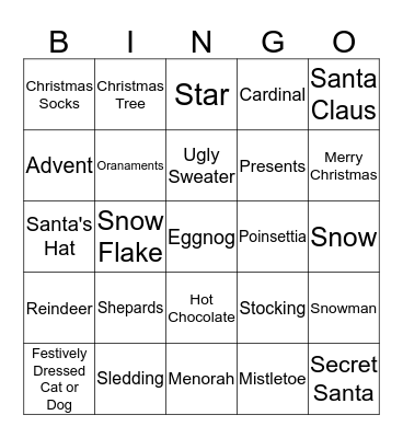 Christmas Bingo Card