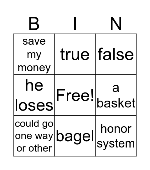 Freakonomics CH1 Bingo Card