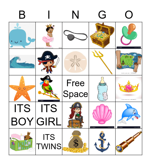 Mermaid Vs. Pirate BINGO Card