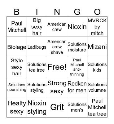 Product Line Bingo Card